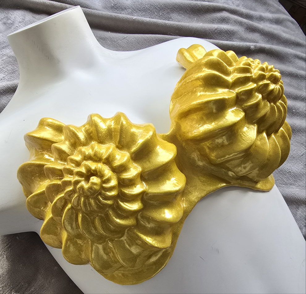 Premade Harp Shell Custom Silicone Top Holographic Gold Plus Size up to 36H US